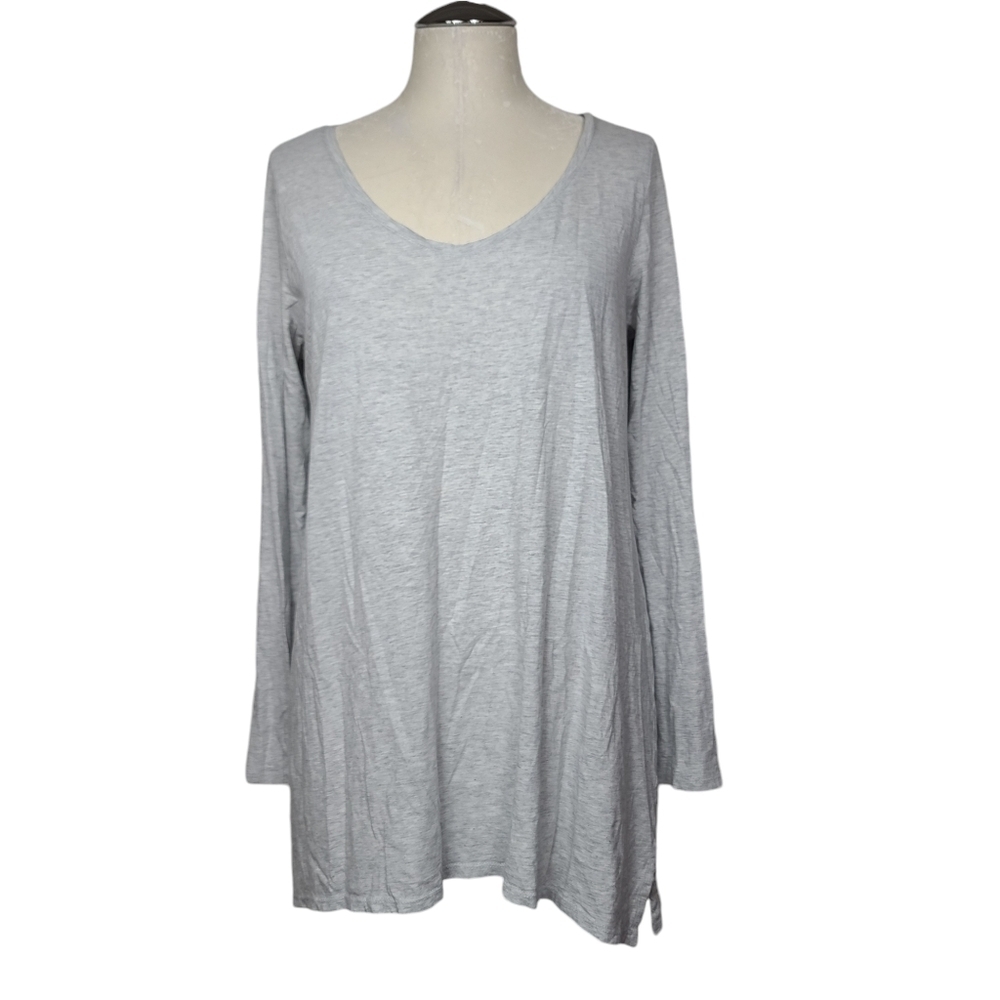 Pure J. Jill Gray Scoop Neck Long Sleeve Shirt S